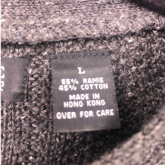 Structure VTG 90s Y2K Preppy Crew Neck Ribbed Casual Knit Gray Henley Men's L - Picture 7 of 12